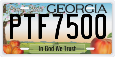 GA license plate PTF7500