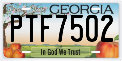 GA license plate PTF7502
