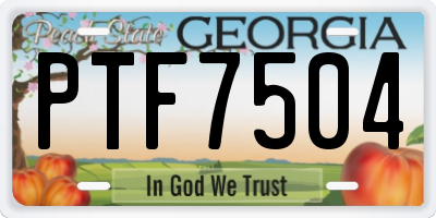 GA license plate PTF7504