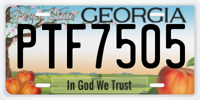 GA license plate PTF7505