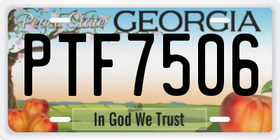 GA license plate PTF7506