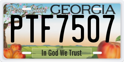 GA license plate PTF7507