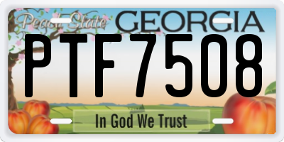 GA license plate PTF7508