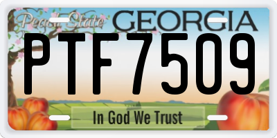 GA license plate PTF7509