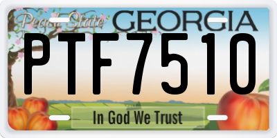 GA license plate PTF7510