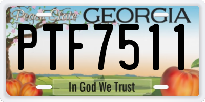 GA license plate PTF7511
