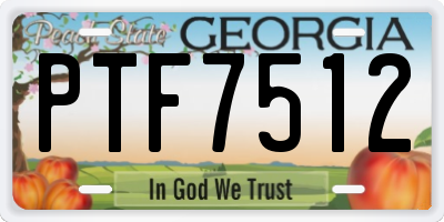 GA license plate PTF7512