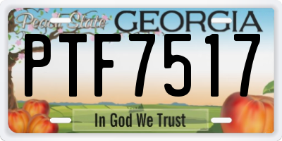 GA license plate PTF7517