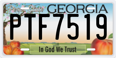 GA license plate PTF7519