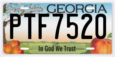 GA license plate PTF7520