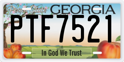 GA license plate PTF7521