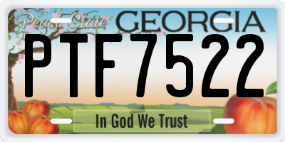 GA license plate PTF7522