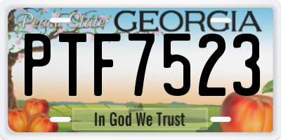 GA license plate PTF7523