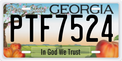 GA license plate PTF7524
