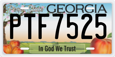 GA license plate PTF7525