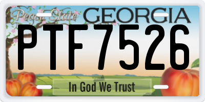 GA license plate PTF7526
