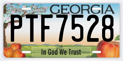 GA license plate PTF7528