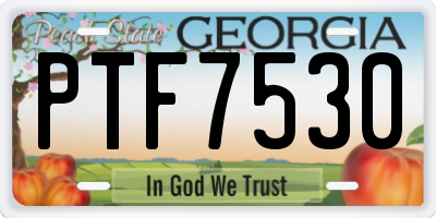 GA license plate PTF7530