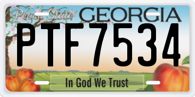 GA license plate PTF7534