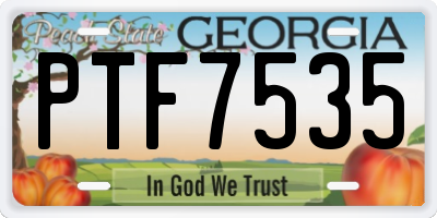 GA license plate PTF7535