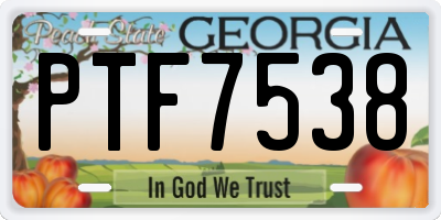 GA license plate PTF7538