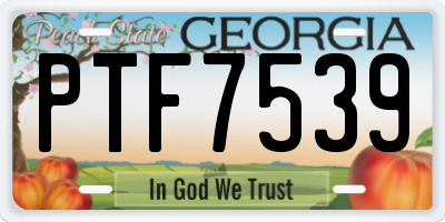 GA license plate PTF7539