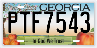 GA license plate PTF7543
