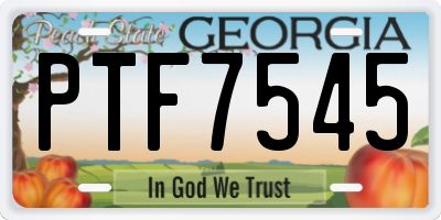 GA license plate PTF7545