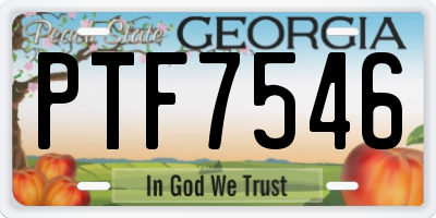 GA license plate PTF7546