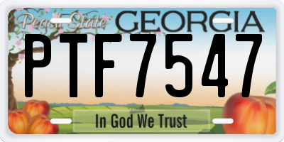GA license plate PTF7547