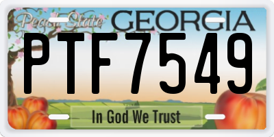 GA license plate PTF7549