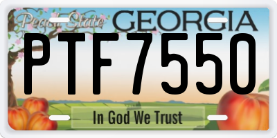 GA license plate PTF7550