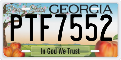 GA license plate PTF7552