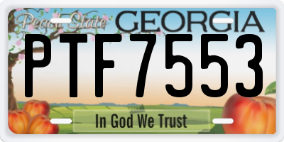 GA license plate PTF7553