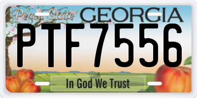 GA license plate PTF7556