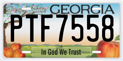 GA license plate PTF7558