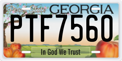 GA license plate PTF7560