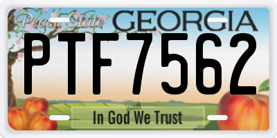 GA license plate PTF7562