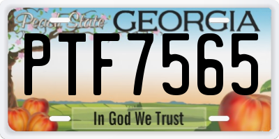 GA license plate PTF7565
