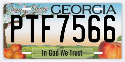 GA license plate PTF7566