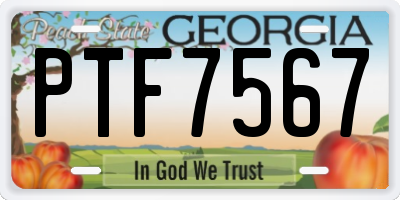 GA license plate PTF7567