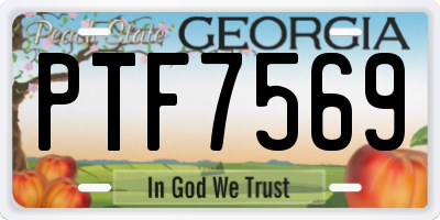 GA license plate PTF7569