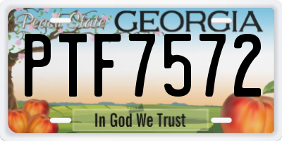GA license plate PTF7572