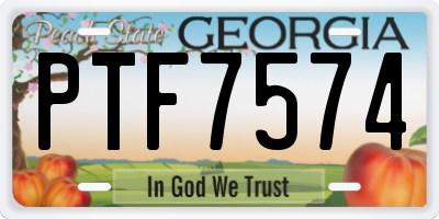 GA license plate PTF7574