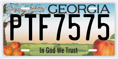 GA license plate PTF7575