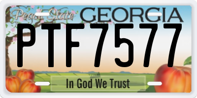 GA license plate PTF7577