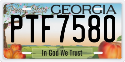GA license plate PTF7580