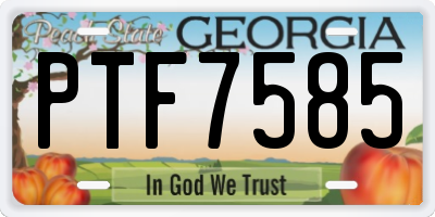 GA license plate PTF7585