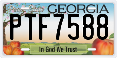 GA license plate PTF7588
