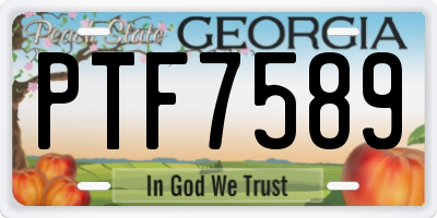 GA license plate PTF7589